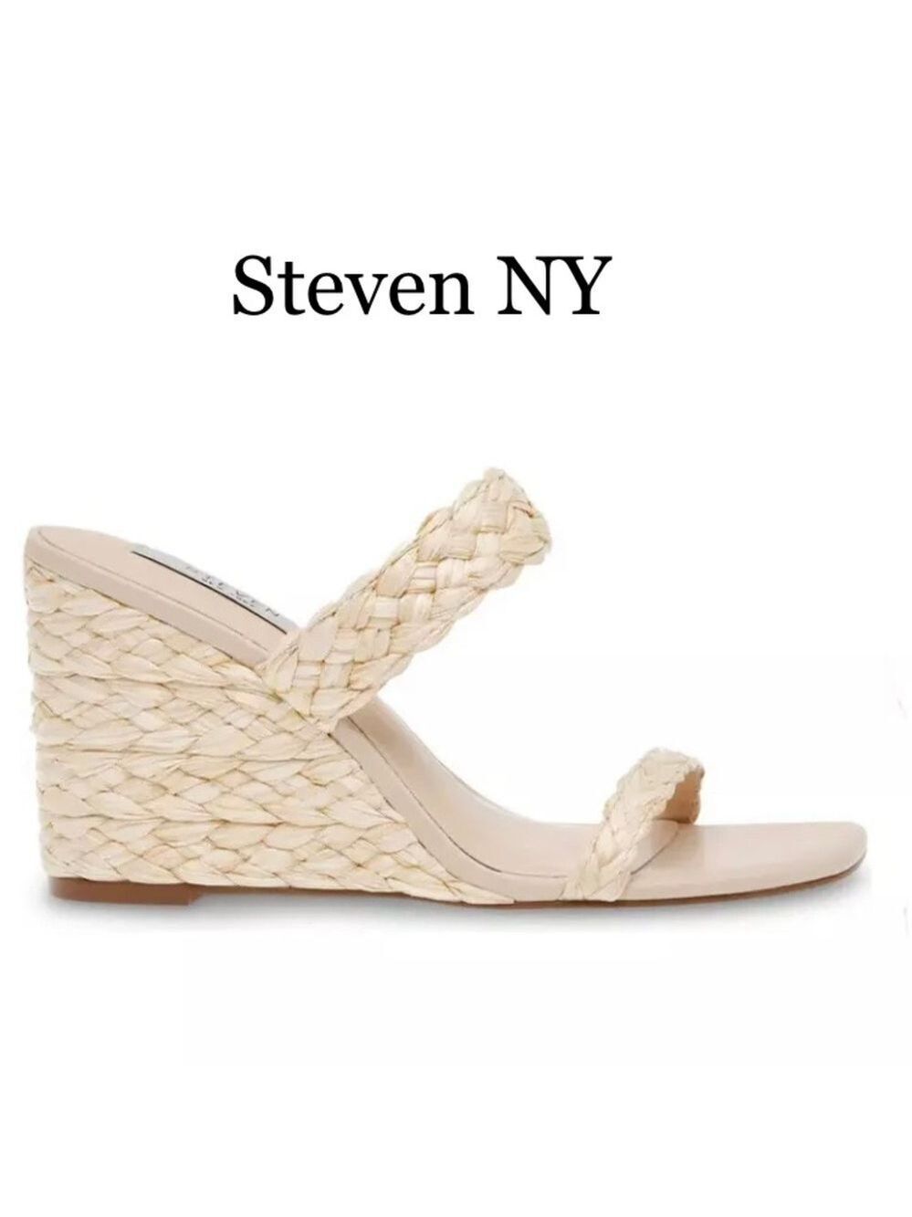 NEW Steven NY Boho Coastal Cowgirl Raffia Wedge Sandals Size 8.5